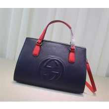 Gucci Soho leather top handle bag 431571 blue and white