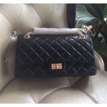 Chanel Small Aged Calfskin & Gold Metal Black & Burgundy 2.55 Flap Bag