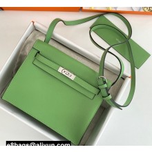 Hermes Evercolor Kelly Danse Shoulder bag Green with Silver Hardware (full handmade)