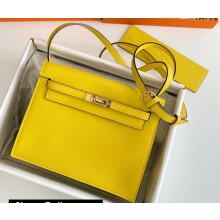 Hermes Evercolor Kelly Danse Shoulder bag Yellow with Gold Hardware (full handmade)