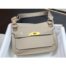 Hermes mini jypsiere bag in swift leather Pearl Gray with Gold Hardware (original quality+handmade)