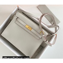 Hermes Evercolor Kelly Danse Shoulder bag Pearl Gray with Gold Hardware (full handmade)
