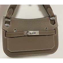Hermes mini jypsiere bag in Clemence leather Elephant Gray with Silver Hardware (original quality+handmade)