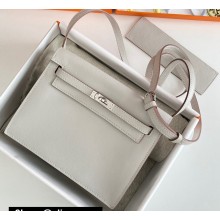 Hermes Evercolor Kelly Danse Shoulder bag Pearl Gray with Silver Hardware (full handmade)