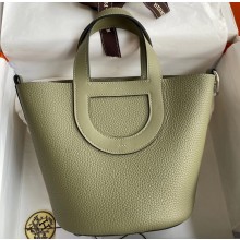 Hermes In-The-Loop Tote Bag In Original Togo Leather Light Green with Silver Hardware (Full Handmade Quality)