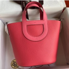 Hermes In-The-Loop Tote Bag In Original Togo Leather Rouge Red with Silver Hardware (Full Handmade Quality)
