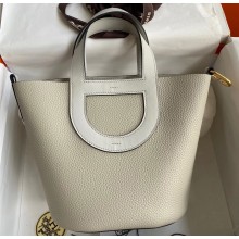 Hermes In-The-Loop Tote Bag In Original Togo Leather Pearl Gray with Gold Hardware (Full Handmade Quality)