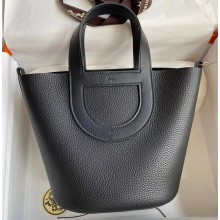 Hermes In-The-Loop Tote Bag In Original Togo Leather Black with Silver Hardware (Full Handmade Quality)