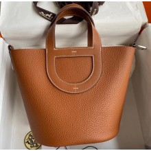 Hermes In-The-Loop Tote Bag In Original Togo Leather Golden Brown with Silver Hardware (Full Handmade Quality)