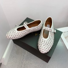 Alaia Ballerinas in strass lambskin white 2023