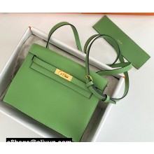 Hermes Evercolor Kelly Danse Shoulder bag Green with Gold Hardware (full handmade)