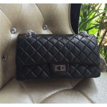 Chanel Small Aged Calfskin & Ruthenium Metal Black & Burgundy 2.55 Flap Bag