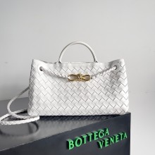 Bottega Veneta Intrecciato leather Small East/West Andiamo top handle Bag white 2023