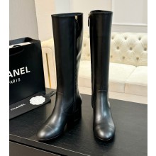 Chanel high Boots in black Calfskin heel 4.5cm 2024