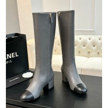 Chanel high Boots in grey Calfskin heel 4.5cm 2024