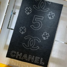 CHANEL BLACK/WHITE CASHMERE STOLE 2024