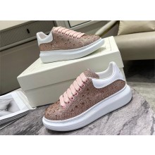 Alexander McQueen Women's Crystal-embellished Oversized Sneaker in White/pink 2023
