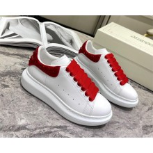 Alexander McQueen Women's Oversized Sneaker with crystal-embellishment in White/red 2023