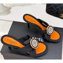 Chanel Fabric CC Sandals Black heel 7.5cm 2025
