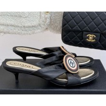 Chanel lambskin CC Sandals Black heel 3.5cm 2025