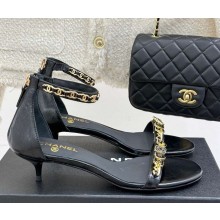 Chanel Sandals Lambskin with chain black heel 3.5cm 2025
