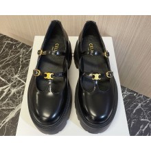 Celine lambskin Platform loafers with Arc de Triomphe logo black 2025
