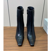 The Row Heel 8.5cm leatherromy heeled ankle boot in black 1026-2024