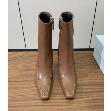 The Row Heel 8.5cm leatherromy heeled ankle boot in brown 1026-2024