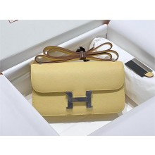 Hermès jaune poussin Constance Elan bag in Epsom leather with silver hardware 2024