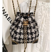 chanel tweed mini bucket bag black/white 2022