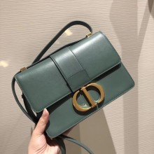 Dior 30 Montaigne Flap Bag in Smooth Calfskin Green and CD Clasp 2019