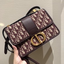 Dior 30 Montaigne Flap Bag in Oblique Jacquard Canvas Burgundy and CD Clasp 2019