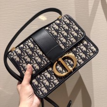 Dior 30 Montaigne Flap Bag in Oblique Jacquard Canvas Blue and CD Clasp 2019