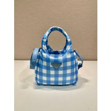 prada blue check bucket bag 1BG359 2023