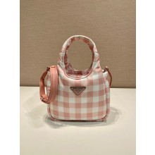 prada pink check bucket bag 1BG359 2023