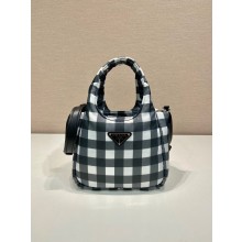prada black check bucket bag 1BG359 2023