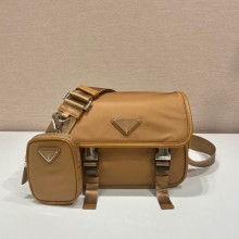 Prada Nylon and Saffiano Leather Shoulder Bag 2VD034 beige 2020