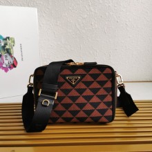 Prada Symbole embroidered fabric bag 2VH069 burgundy 2023