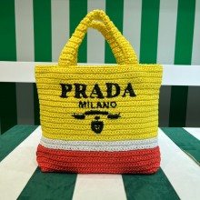 Prada RAFFIA TOTE BAG 1BG422 yellow/red 2020