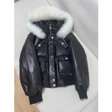 CHANEL BLACK SHEEPSKIN HOODED DOWN JACKET 2024