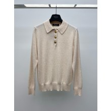 LORO PIANA WOOL POLO SHIRT CREAMY 2024