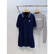 MIU MIU navy Wool and cashmere polo dress MMA892 2025