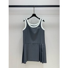 MIU MIU GRAY Pleated grisaille mini-dress MF5647 2025
