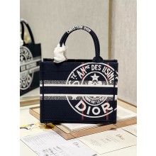 Dior small Book Tote Bag in Blue Dior Union Embroidery  2023