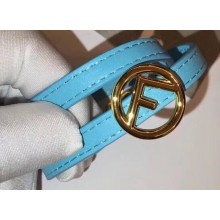 Fendi F Is Fendi Double-wrap Bracelet Sky Blue with Adjustable Buckle