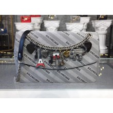 Balenciaga BB Chain S/M Charms Jacquard Logo Bag Grey 2018