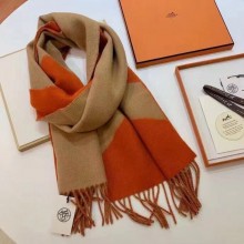 hermes multicolor wool scarf orange/camel 2023