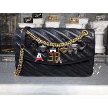 Balenciaga BB Chain S/M Charms Embroidered Logo Bag Black 2018