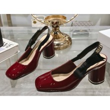 Dior Miss Dior Paris Slingback Pump Burgundy Patent Calfskin heel 7.5cm 1107-2024
