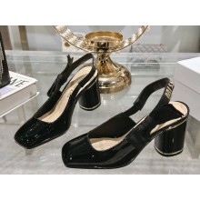 Dior Miss Dior Paris Slingback Pump Black Patent Calfskin heel 7.5cm 1107-2024
